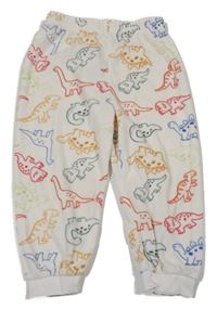 Smetanové plyšové pyžamové kalhoty s dinosaury Primark