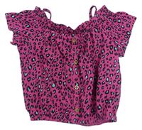 Růžovo-černý vzorovaný crop top Next