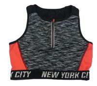 Čierno-ružový melírovaný športový crop top s nápisom Yd.