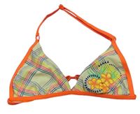 Žluto-oranžová plavková podprsenka s květem 