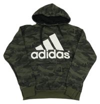 Khaki army mikina s logem a kapucí - Adidas