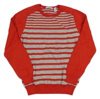 Červeno-sivý pruhovaný ľahký sveter Okaidi