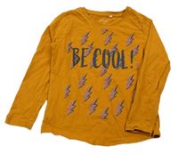 Medové triko s nápisem a blesky Name it