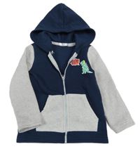 Tmavomodro-sivá prepínaci mikina s dinem a kapucňou Pep&Co