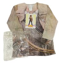 Nové - Kostým- béžovo-černé vzorované triko - pirát 