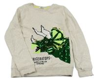 Smotanová melírovaná mikina s dinem z flitrů H&M