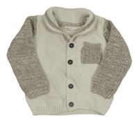 Bielo-béžový prepínaci sveter s vreckom Lupilu