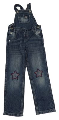 Tmavomodré laclové rifle s kapsou 