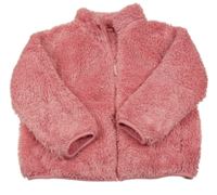 Růžová chlupatá propínací mikina UNIQLO