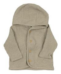 Béžová žebrovaná propínací mikina s kapucí H&M