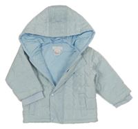Světlemodrá šusťáková prošívaná jarní bunda s kapucí 