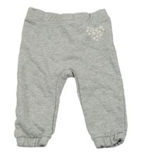 Sivé melírované tepláky so srdcem