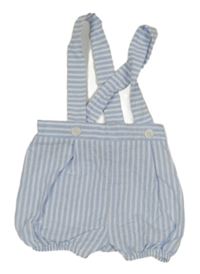 Modro-bílé pruhované kraťasy s kšandami 