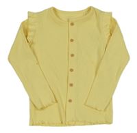 Žluté žebrované propínací triko s volánky George