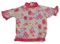 Ružovo-bielo-žlté kvetované UV tričko Yd.