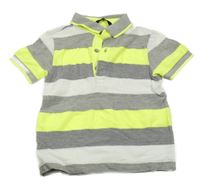 Bielo-sivo-neónové pruhované polo tričko George