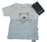 Nové - bielo-modré tričko s medvěďom blue seven