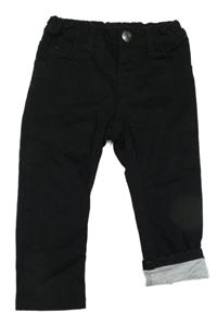 Černé plátěné podšité kalhoty 