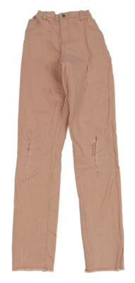 Svetloružové skinny rifle s dierami Denim Co.