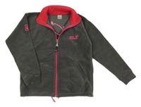 Tmavošedo-ružová fleecová funkčná prepínaci mikina s logom Jack Wolfskin