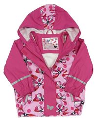 Ružovo-tmavomodrá nepromokavá bunda s kapucňou a motýly Lupilu
