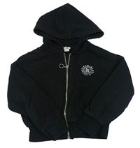 Čierna prepínaci crop mikina s logom a kapucňou River Island