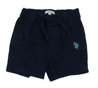Tmavomodré plátenné kraťasy s výšivkou U.S. Polo Assn.
