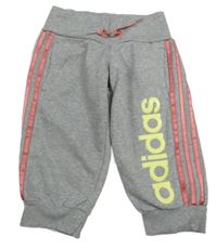 Šedo-růžové capri tepláky s prhy a logem Adidas