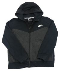 Černo-šedá propínací mikina s logem a kapucí Nike