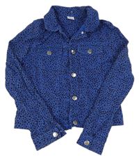 Modro-čierna bodkovaná á crop rifľová bunda F&F