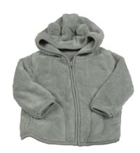 Sivá plyšová prepínaci mikina s kapucňou