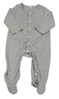 Sivo-biely pruhovaný rebrovaný overal Shein