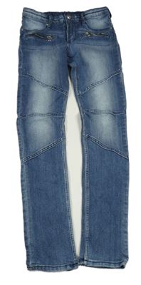 Modré skinny rifle se zipy H&M