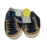 Nové - Tmavomodro-béžové semišové capáčky Primark