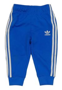 Modro-biele športové tepláky s pruhmi Adidas