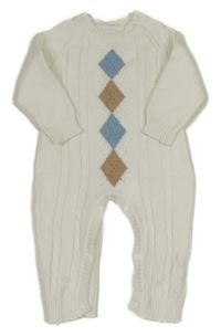 Bílo-modro-hnědý úpletový vzorovaný károvaný overal Shein