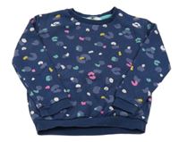 Tmavomodro-farebná mikina s leopardím vzorom M&S