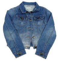 Modrá riflová crop bunda Mantaray