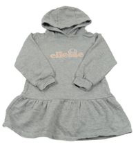 Světlešedé teplákové šaty s logem a kapucí Ellesse