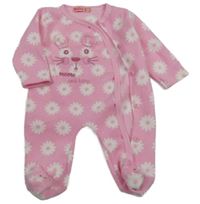 Růžovo-bílý květovaný fleecový overal s čumákem 