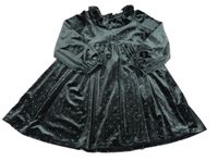 Antracitové zamatové bodkovaná é šaty s golierikom M&S