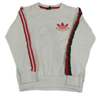 Bielo-červeno-zelená mikina s pruhmi a logem Gucci