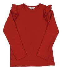 Červený třpytivý svetr s volánky H&M