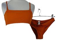 Dámske tehlově červené rebrované dvoudílné plavky Primark