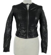 Dámská černá koženková crop bunda H&M