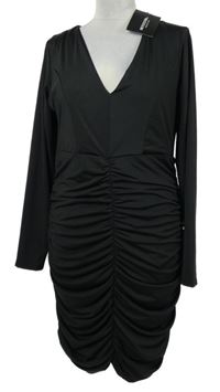 Nové - Dámské černé řasené šaty PrettyLittle Thing