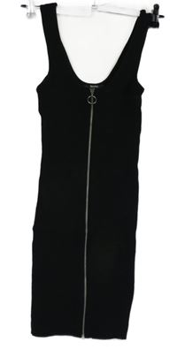 Dámske čierne rebrované pletené prepínaci elastické šaty Bershka