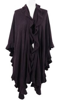 Dámský fialový svetrový cardigán s volánky 