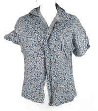 Dámska modro-biela kvietkovana blúzka Amber