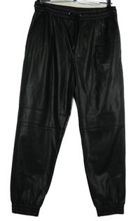 Dámske čierne koženové cuff nohavice Zara